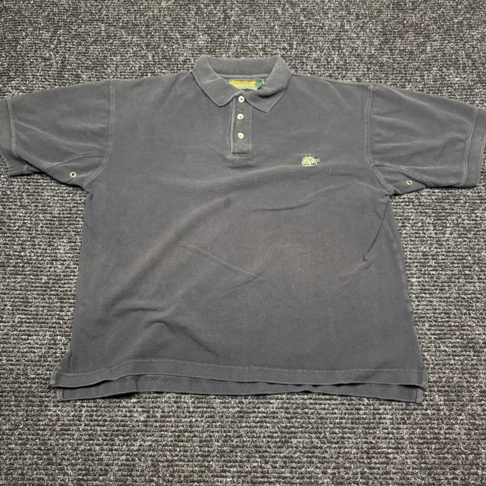 Vintage Timberland Weathergear Polo Shirt Mens Medium Black Embroidered Logo